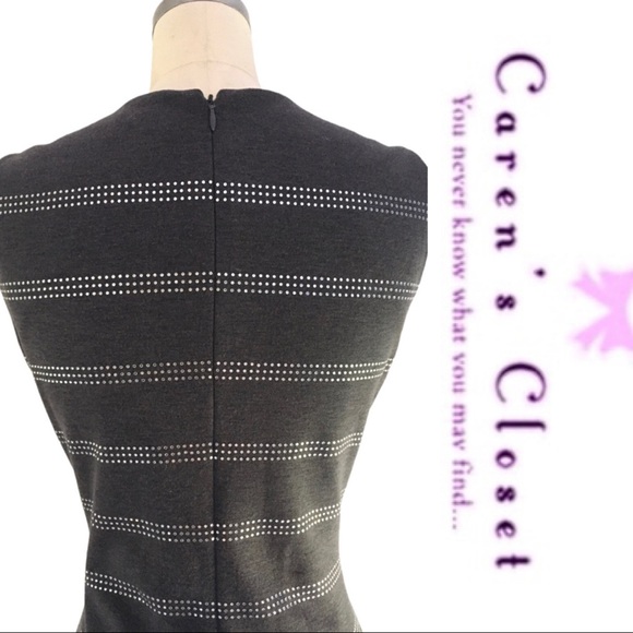 Calvin Klein Charcoal Gray Sleepless Stretch Knit  Dress & Rhinestone Stripes - Picture 3 of 7